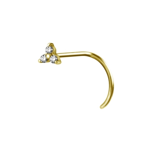 Gold Pigtail Trinity Nose Stud Zirconia Shop Body Piercing Jewellery