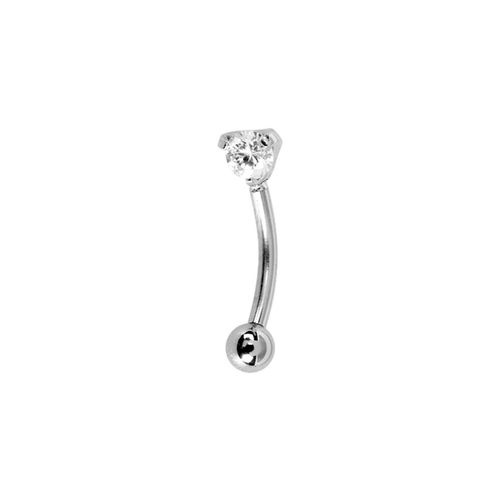 Surgical Steel Eyebrow Bar - Round Cubic Zirconia 16 Gauge - 8mm