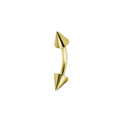 Gold Steel Eyebrow Bar with Spikes