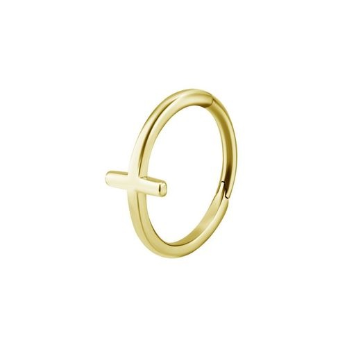 Gold Steel Hinged Conch Ring - Cross 16 Gauge - 11mm