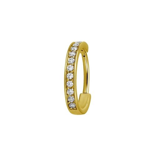 Gold Steel Conch Ring - Single Row Cubic Zirconia 16 Gauge - 12mm