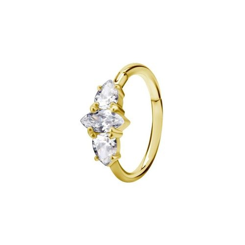 Gold Steel Conch Ring - Pear and Marquise Cubic Zirconia 16 Gauge - 12mm