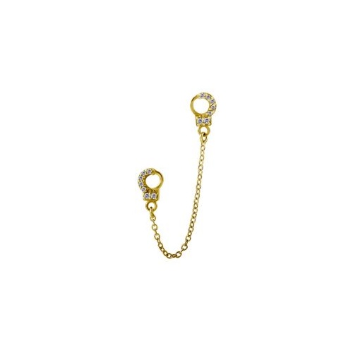 Gold Steel Hand Cuffs Chain Jewellery Charm - Cubic Zirconia