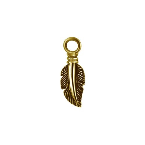 Gold Steel Feather Jewellery Charm