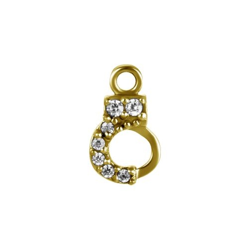 Gold Steel Hand Cuffs Jewellery Charm - Cubic Zirconia