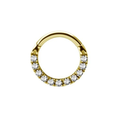 Gold Steel Septum Ring - Front Facing Premium Zirconia
