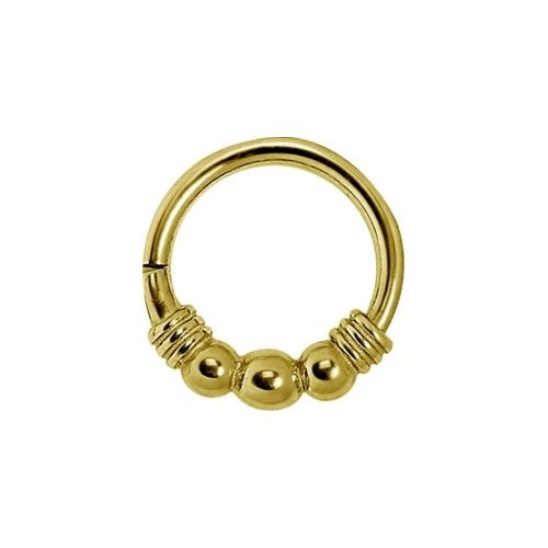 Gold Steel Hinged Ring - 3 Balls