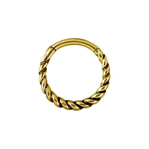 Gold Steel Hinged Ring - Rope
