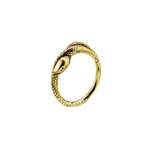 Gold Steel Hinged Clicker Ring - Snake