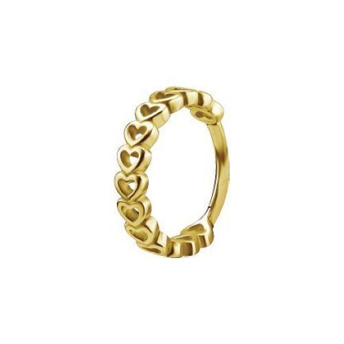 Gold Steel Hinged Clicker Ring - Hearts