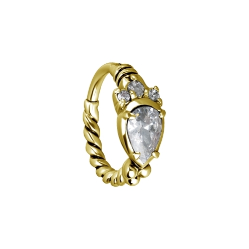 Gold Steel Hinged Ring - Vintage Pear
