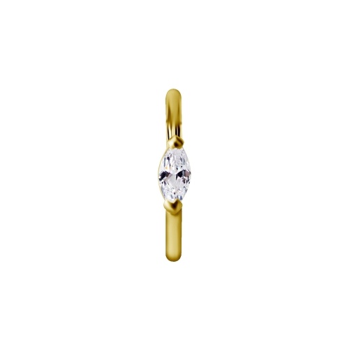 Gold Steel Hinged Ring Marquise oval Design with Cubic Zirconia