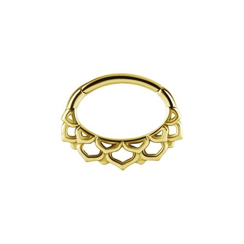 Gold Steel Oval Septum Ring Lotus Flower 16 Gauge - 6mm x 9mm