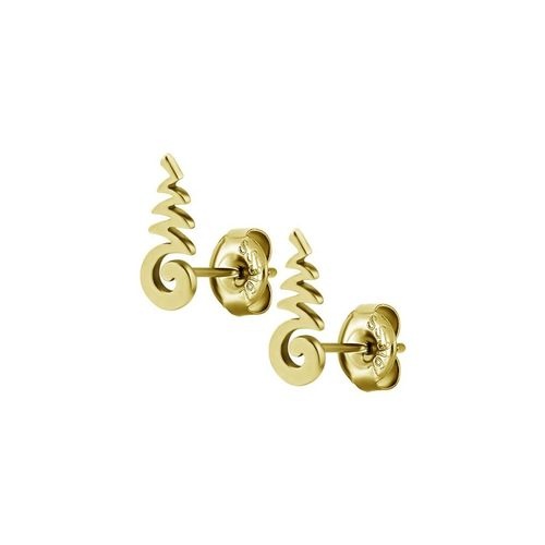 Gold Steel Ear Studs - Twists and Turns