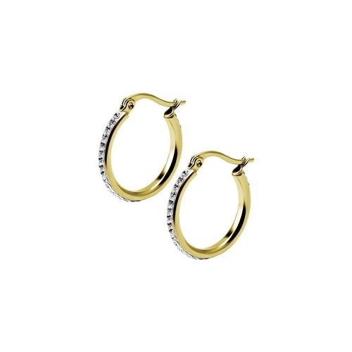 Gold Steel Hoop Earrings - Fine Premium Crystal