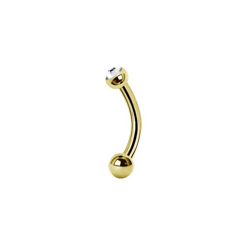 Gold Steel Rook Bar - Crystal 16 Gauge - 8mm