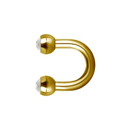 Gold Steel U-Shaped Bar - Crystal 16 Gauge - 4mm