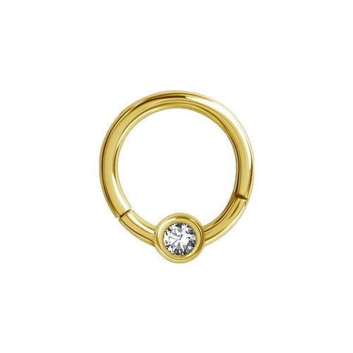Gold Steel Septum Ring - Crystal