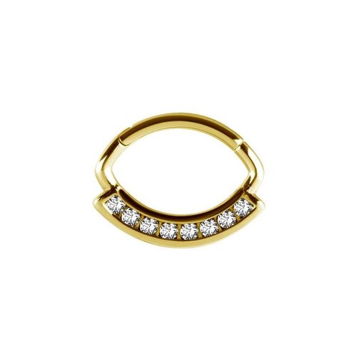 Gold Steel Septum Ring - Premium Zirconia 16 Gauge - 6mm