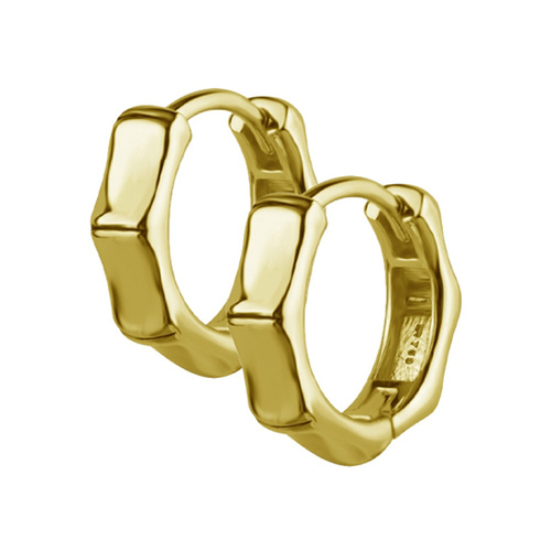 Gold Nickel Free Cobalt Chrome Hoop Earrings Bamboo Design 20 Gauge - 10mm
