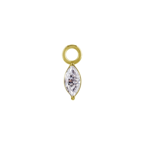 Gold Nickel Free Cobalt Chrome Jewellery Charm - Marquise Premium Zirconia