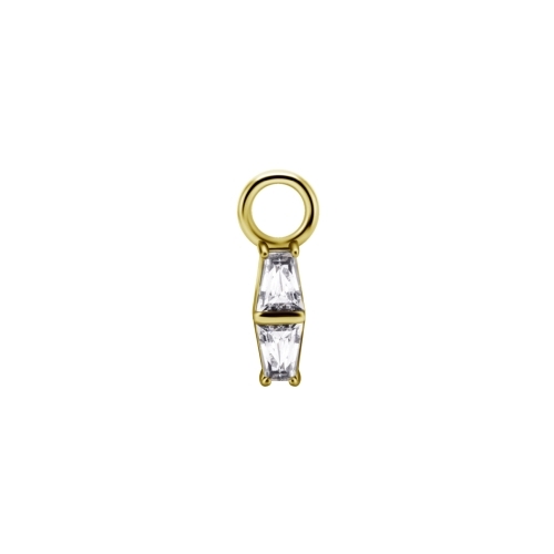 Gold Nickel Free Cobalt Chrome Jewellery Charm - Baguette Premium Zirconia