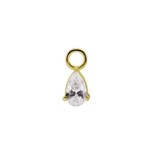 Gold Nickel Free Cobalt Chrome Jewellery Charm - Pear Premium Zirconia
