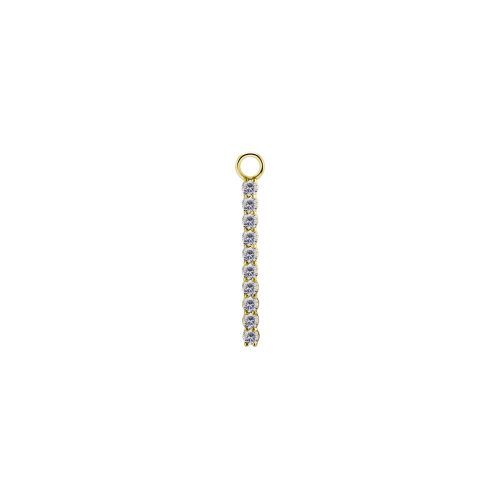Gold Nickel Free Cobalt Chrome Bar Jewellery Charm - 10 Stones Premium Zirconia