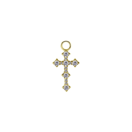 Gold Nickel Free Cobalt Chrome Jewellery Charm - Cross Premium Zirconia