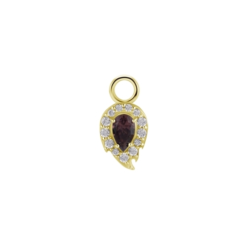 Gold Nickel Free Cobalt Chrome Jewellery Charm - Leaf Premium Zirconia