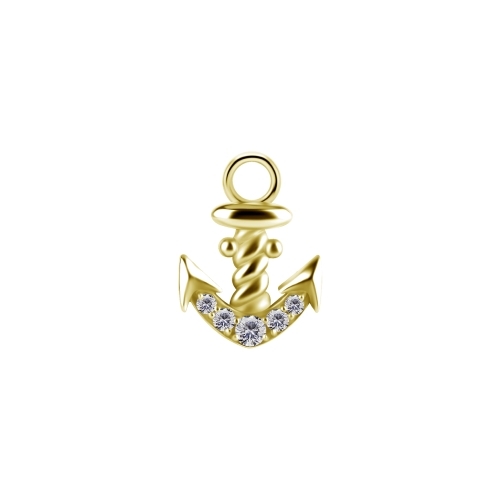 Gold Nickel Free Cobalt Chrome Jewellery Charm - Anchor Premium Zirconia