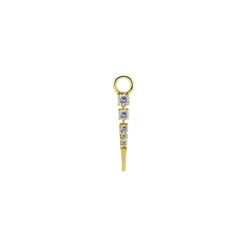 Gold Nickel Free Cobalt Chrome Bar Jewellery Charm - Pointed Premium Zirconia