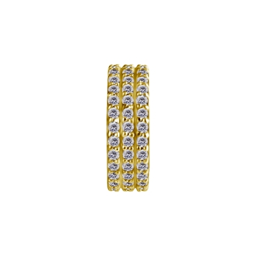 Gold Nickel Free Cobalt Chrome Hinged Ring Triple Row - Premium Zirconia