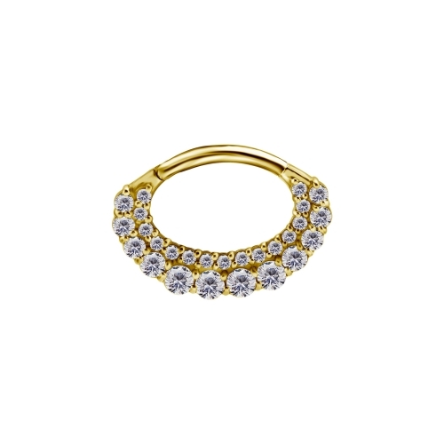 Gold Nickel Free Cobalt Chrome Hinged Ring - 16 Gauge - 6mm Front Facing Premium Zirconia