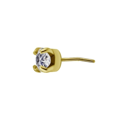 Gold Nickel Free Cobalt Chrome Attachment for Threadless Labret - Round Premium Zirconia - 2mm