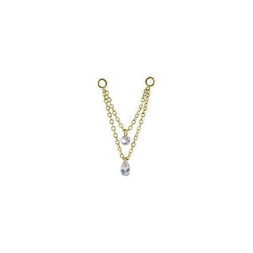 Gold Steel Connecting Chains for Hinged Rings 3cm Long - Premium Zirconia