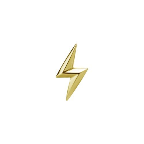 Gold Steel Attachment for Internal Thread Labret - Lightning Bolt