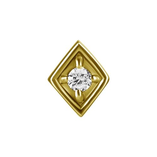 Gold Steel Attachment for (Type S) Internal Thread Labret - Premium Zirconia - Diamond - 4mm