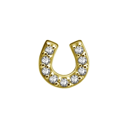 Gold Steel Attachment for (Type S) Internal Thread Labret - Horseshoe Premium Zirconia - 6mm