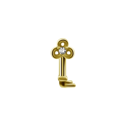 Gold Steel Attachment for (Type S) Internal Thread Labret - Key Premium Zirconia - 7mm