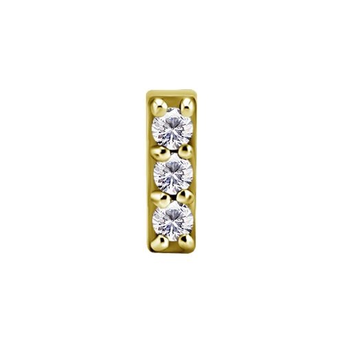 Gold Steel Attachment for (Type S) Internal Thread Labret - Premium Zirconia - Rectangle - 5.5mm