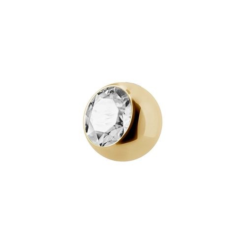 Gold Steel Jewelled Ball Crystal 14 Gauge - 5mm