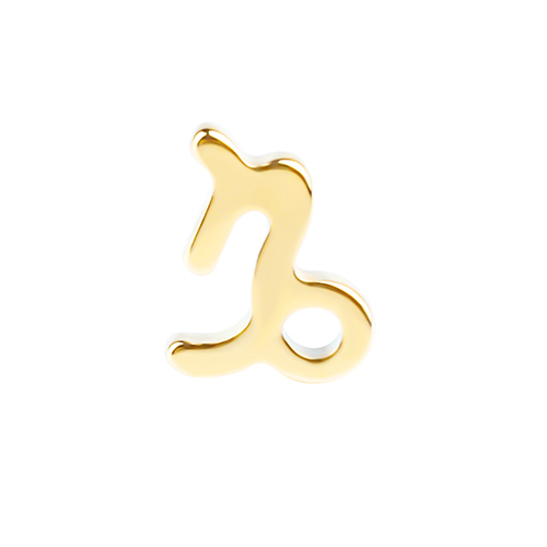 Gold Titanium Internal Thread Flat Back Labret - Capricorn