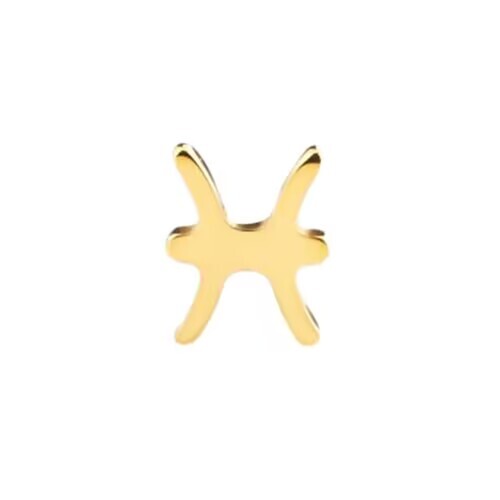 Gold Titanium Internal Thread Flat Back Labret - Pisces