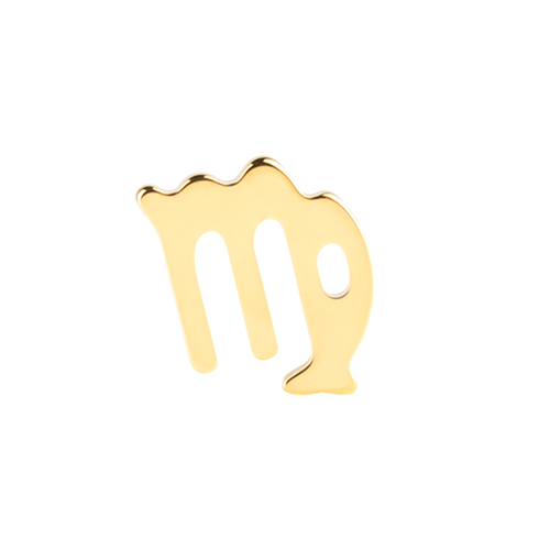 Gold Titanium Internal Thread Flat Back Labret - Virgo