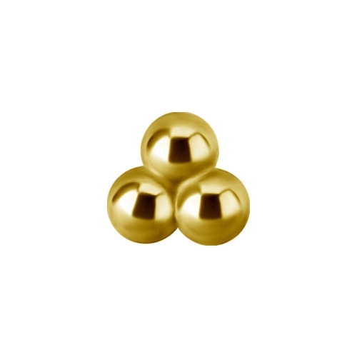 Gold Titanium Attachment for (Type-S) Internal Thread Labret - 3 Ball Trinity