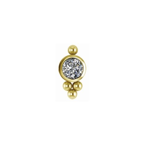 Gold Titanium Attachment for (Type S) Internal Thread Labret - Premium Zirconia Ball Cluster - 5mm