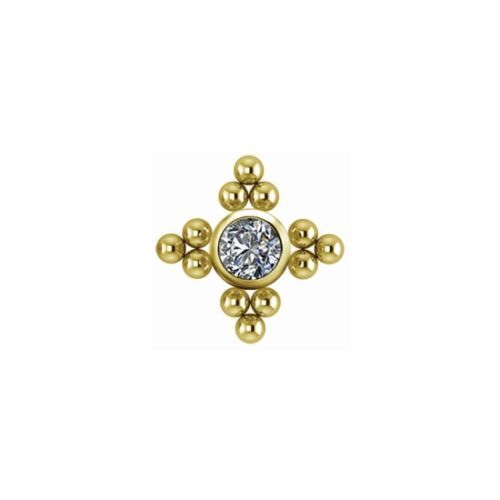 Gold Titanium Attachment for (Type S) Internal Thread Labret - Premium Zirconia Cross Cluster - 5mm