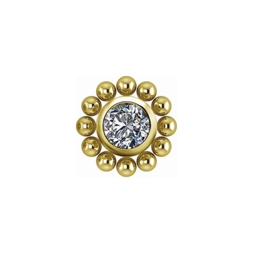 Gold Titanium Attachment for (Type S) Internal Thread Labret - Premium Zirconia Sun Design - 4mm