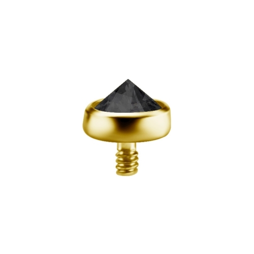 Gold Titanium Attachment for (Type-S) Internal Thread Labret - Inverted Black Premium Zirconia